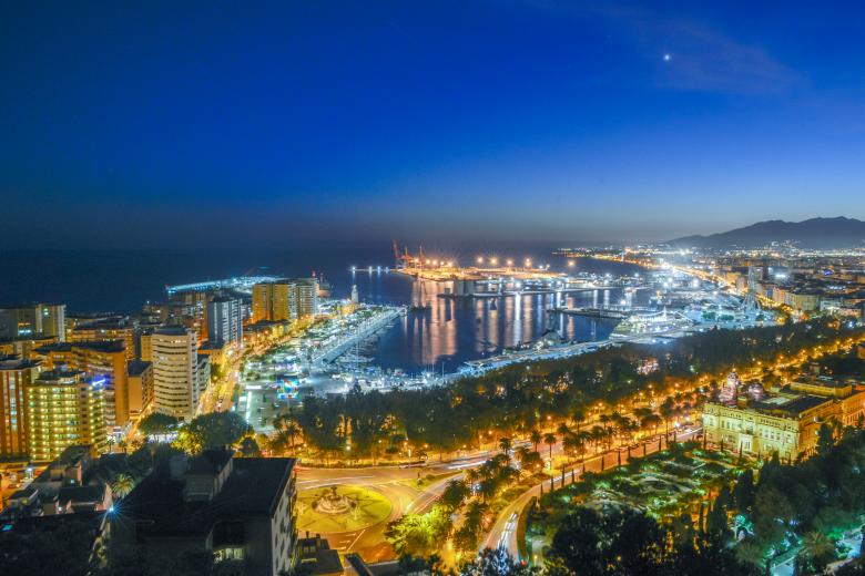 Málaga, Spain, at night